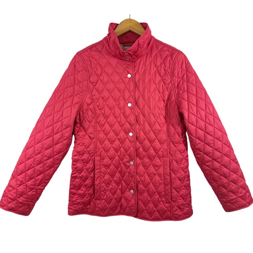 LL Bean Quilted Jacket Snap Front Pink Plaid Lined Sz S Preppy Outdoors Gorpcore - Picture 3 of 8